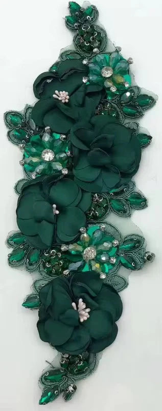 1Pcs Handcraft 3D Flower Rhinestone Beaded Applique