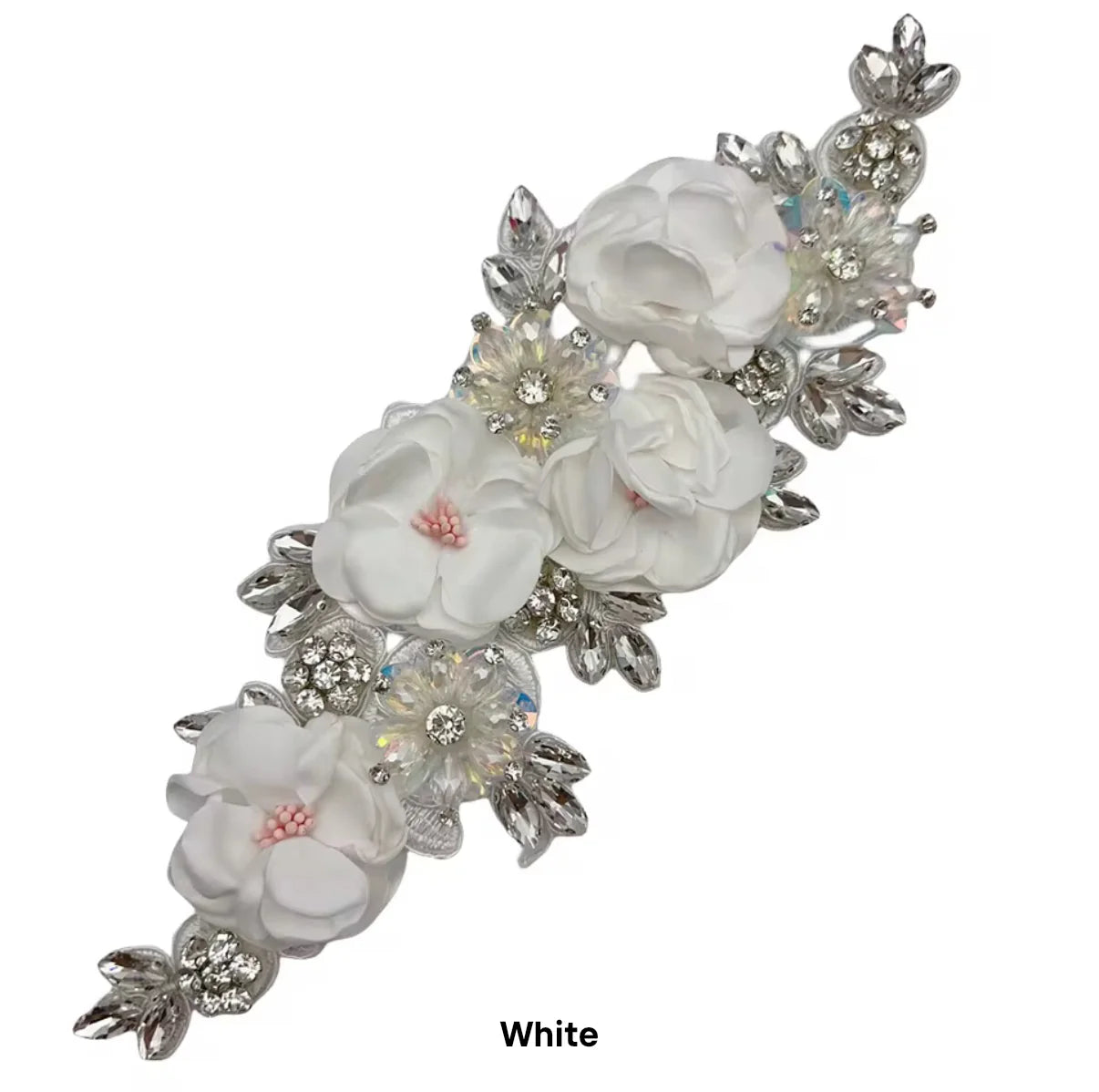 1Pcs Handcraft 3D Flower Rhinestone Beaded Applique