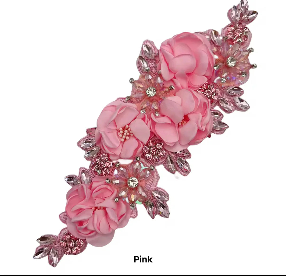 1Pcs Handcraft 3D Flower Rhinestone Beaded Applique