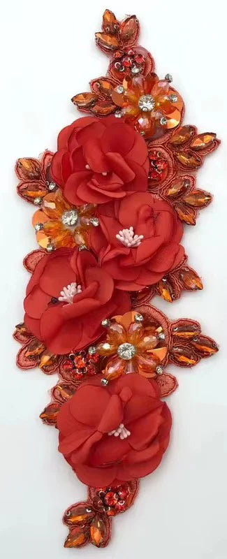 1Pcs Handcraft 3D Flower Rhinestone Beaded Applique
