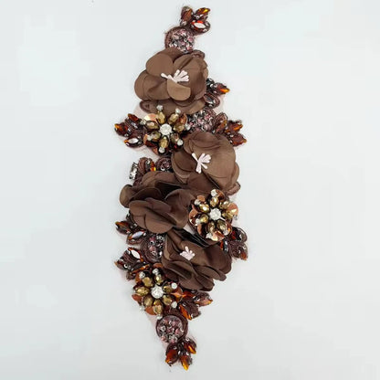 1Pcs Handcraft 3D Flower Rhinestone Beaded Applique