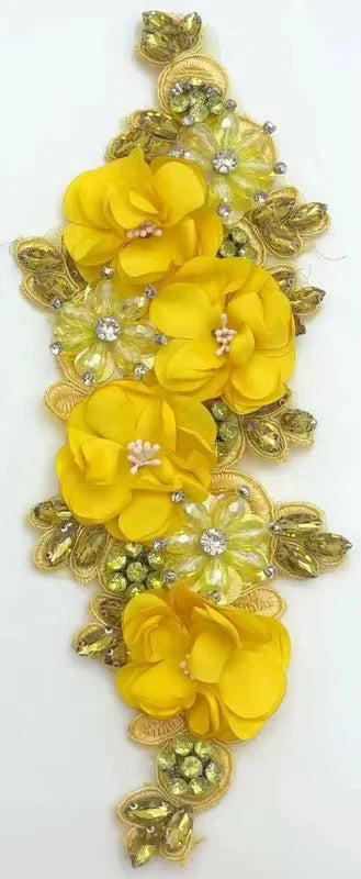 1Pcs Handcraft 3D Flower Rhinestone Beaded Applique