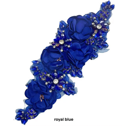 1Pcs Handcraft 3D Flower Rhinestone Beaded Applique