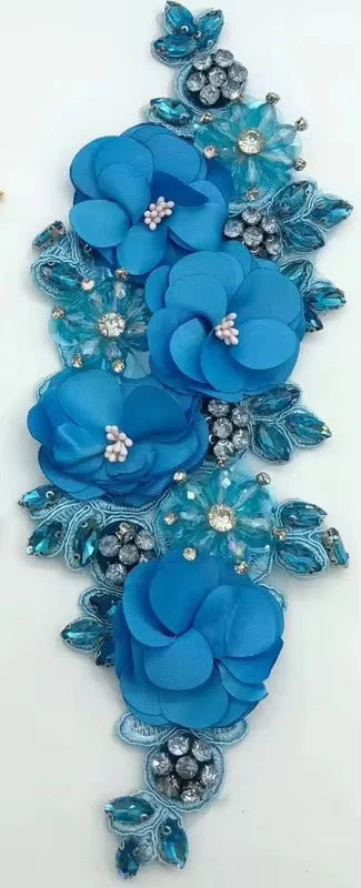 1Pcs Handcraft 3D Flower Rhinestone Beaded Applique