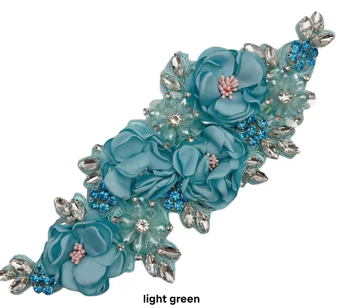 1Pcs Handcraft 3D Flower Rhinestone Beaded Applique